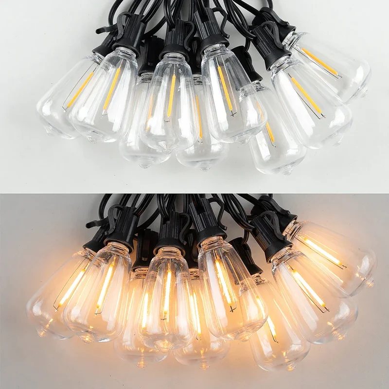Weerbestendige Tuinverlichting met 15 Onbreekbare Lampen 10 Meter Snoer Zwart Tuinverlichting Feestverlichting IP44 LED Verlichting Buiten | Sansoti