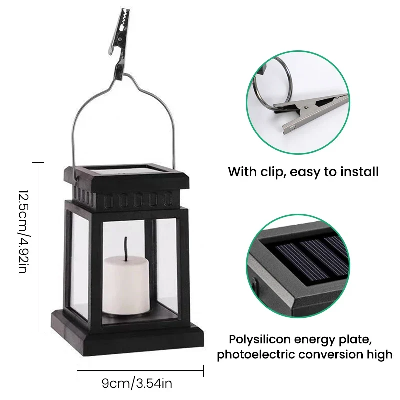 Solarlantaarn met Kaarseffect voor Tuin en Terras | Waterdicht IP65 | Automatische Schemersensor | Sansoti