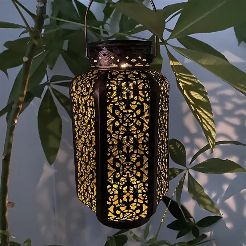 Zonne-energie Art Deco Tuinlantaarn Metaal LED Hanglamp Geometrisch Buitenverlichting | Sansoti