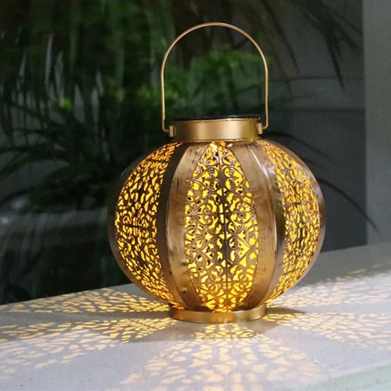 Zonne-energie Art Deco Tuinlantaarn Metaal LED Hanglamp Geometrisch Buitenverlichting | Sansoti