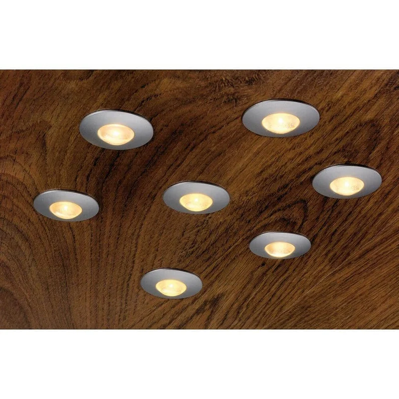 DEKLED Einbauleuchte rund Silber metallic 1W LED Warmweiß 3000K