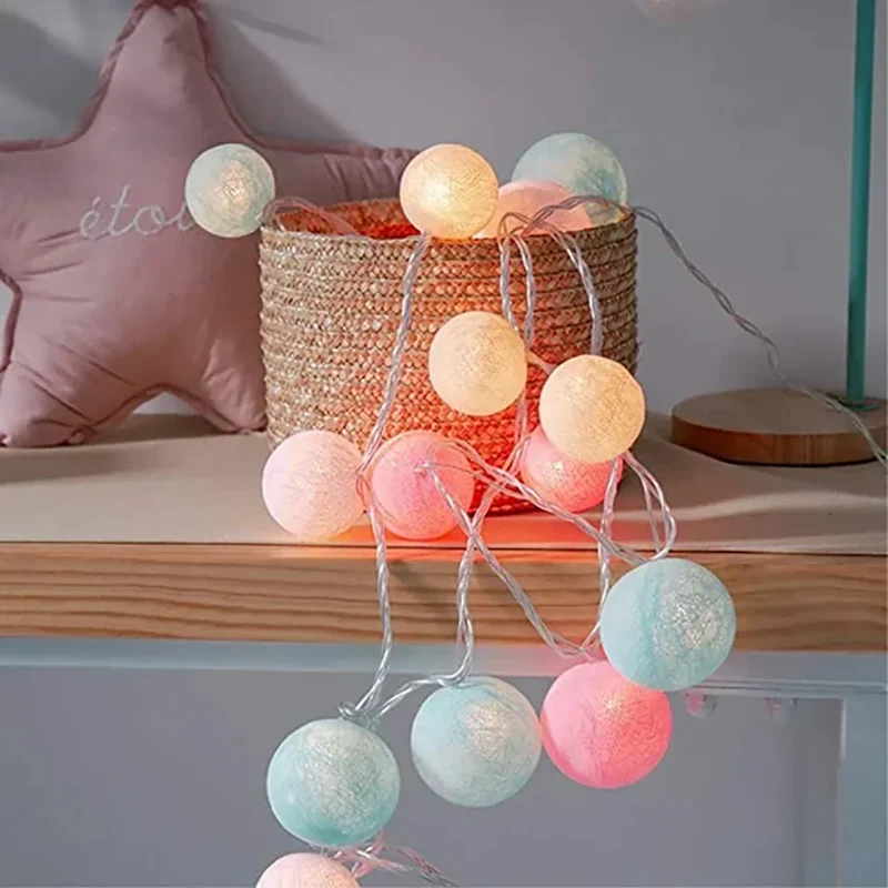 Lichtslinger met Geweven Bolletjes Warm LED Sfeerlicht voor Slaapkamer Woonkamer 20-200 Lichtpunten | Sansoti