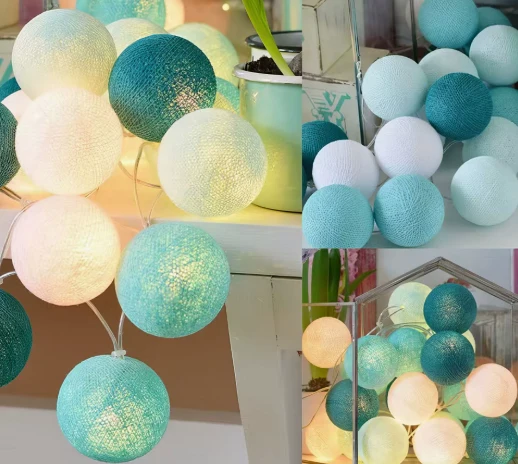 Lichtslinger met Geweven Bolletjes Warm LED Sfeerlicht voor Slaapkamer Woonkamer 20-200 Lichtpunten | Sansoti