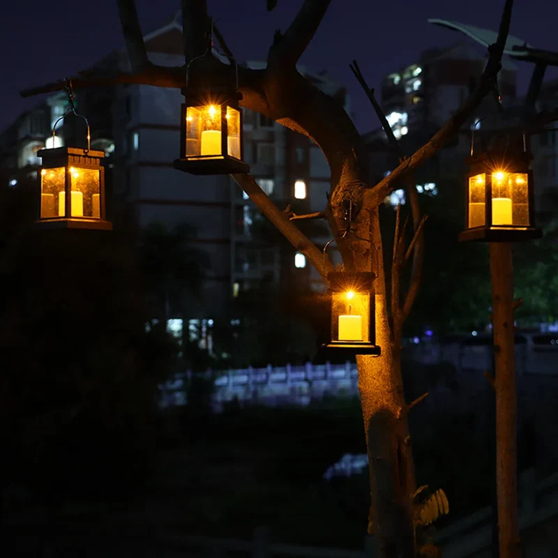Zonne-energie Lantaarn met Kaarsvlam Effect voor Tuin & Terras – Waterdicht IP65 LED Tuinlantaarn Automatische Schemersensor | Sansoti