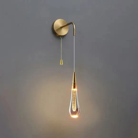 Glazen Druppelvormige Wandlamp LED met Metalen Montuur – Moderne Glas-Metaal Wandverlichting voor Slaapkamer, Woonkamer en Gang – Verstelbare Lichtkleur Warm Wit Neutraal Koel Wit | Sansoti