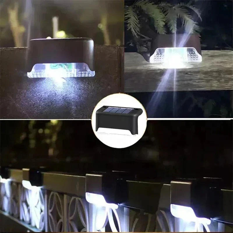 Zonnetuinlampjes Set 8 Stuks Trapverlichting Automatisch Warm of Koud Licht LED 0,5W PVC Waterdicht voor Trappen Terrassen Tuinpaden Zonne-energie Draadloos Schemeringssensor | Sansoti