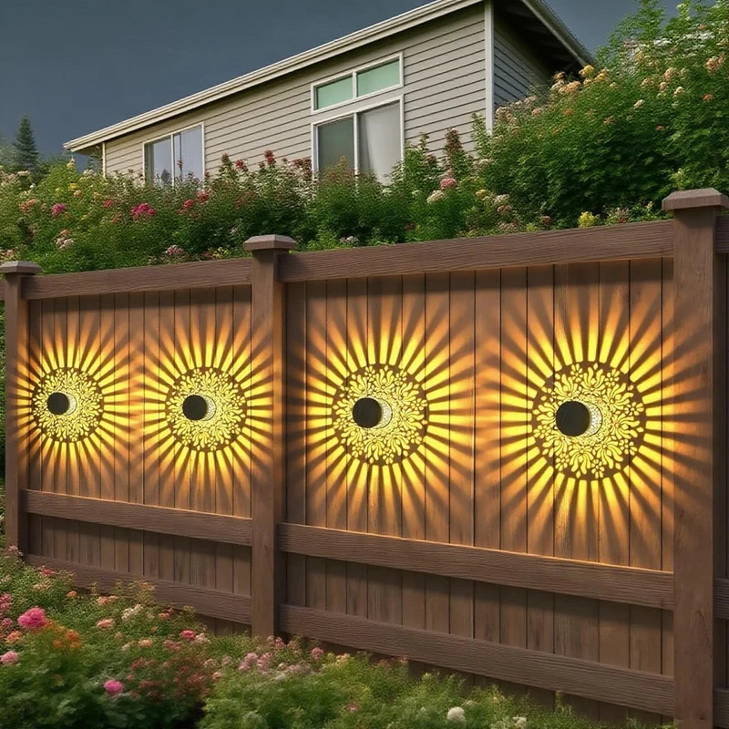 Solarwandlamp Set Pioenroos Schaduwspel Tuinverlichting Ijzeren Wanddecoratie Buitenlamp Draadloos Zelfklevend – 2 Stuks | Sansoti