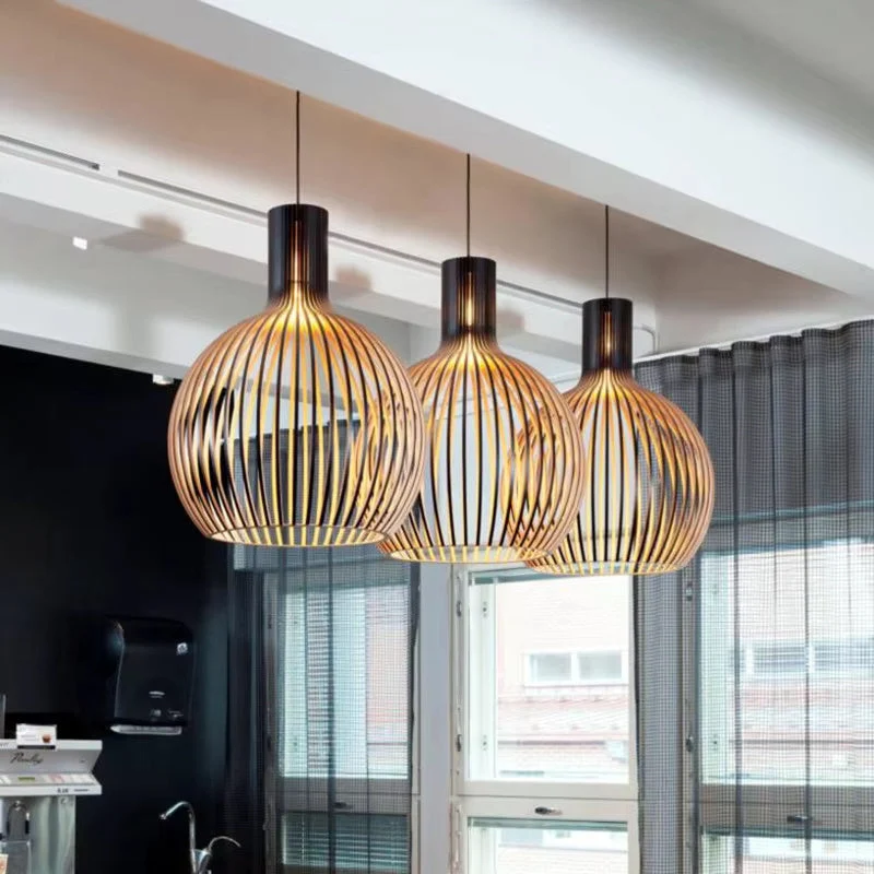 Organische Houten Hanglamp Bol Zwart met Houtstructuur 35cm 45cm | Sansoti