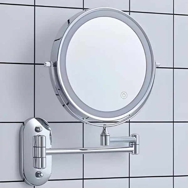 Verlichte Make-upspiegel met USB-Oplaadbare LED-Ring en 5x Vergroting voor Badkamer | Sansoti