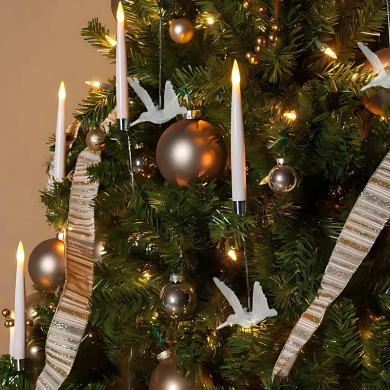 Veilige LED Kerstboomkaarsen met Afstandsbediening Flakkerend Licht Decoratieve Batterij Verlichting Warm Wit Dimbaar Timer Kerstdecoratie | Sansoti