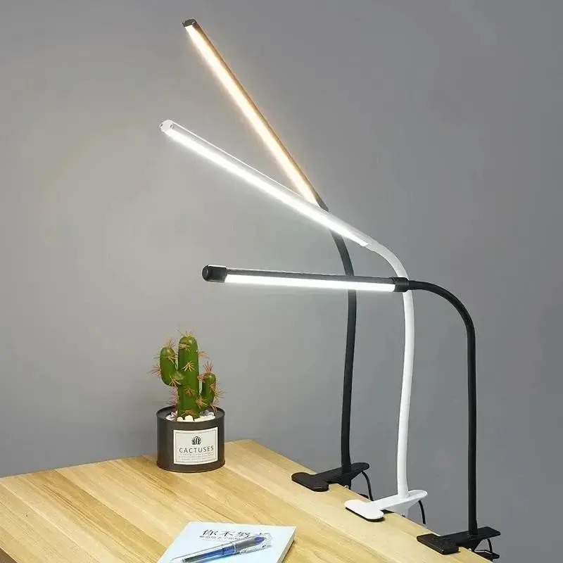 LED Klemlamp met Zwanenhals en Dimfunctie – 3 Lichtkleuren en 10 Helderheidsniveaus – Flexibele USB Bureaulamp voor Lezen en Werken | Sansoti