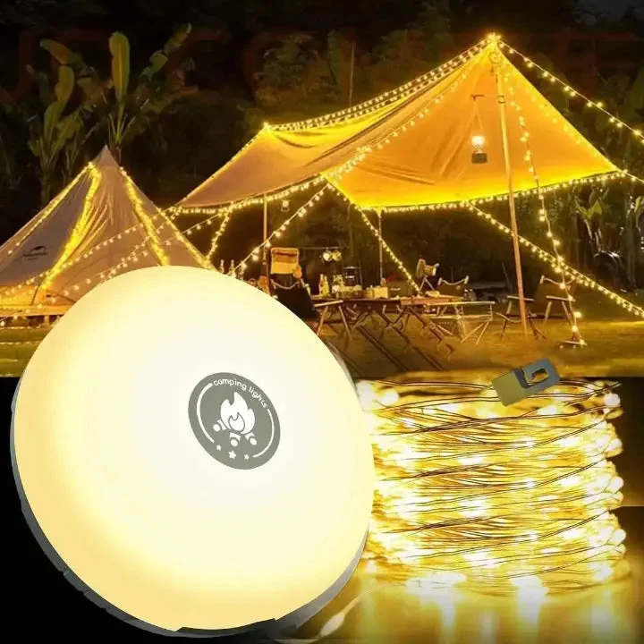 4-in-1 Multifunctionele Campinglamp USB Oplaadbaar met RGB Lichtslinger en Powerbank Functie Magnetisch | Sansoti