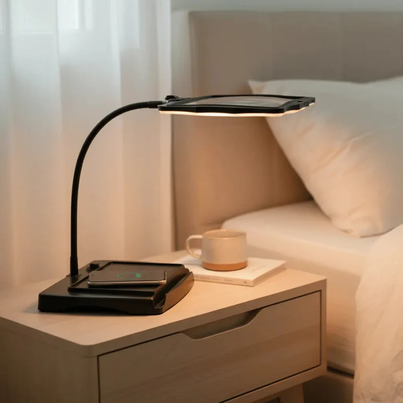 Bureaulamp met Vergrootglas en LED-Verlichting – Flexibele Zwanenhals voor Leeswerk en Hobby | Sansoti