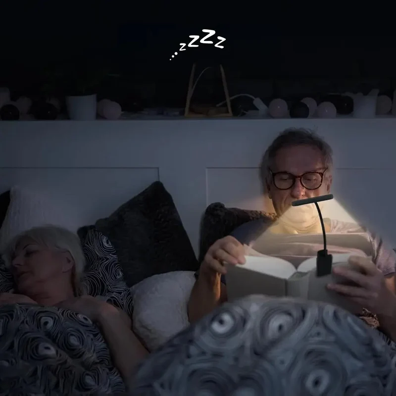 Flexibele LED Klemlamp met Instelbare Helderheid en Kleurtemperatuur – Oplaadbaar Leeslampje voor Bed, Bureau en Boekenplank | Sansoti