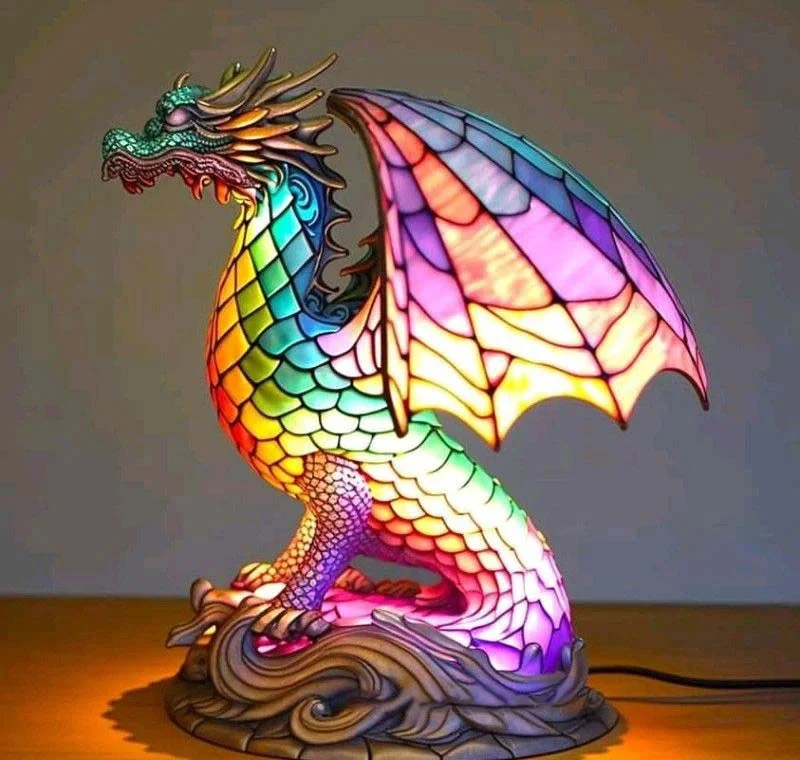 Decoratieve Tafelverlichting met Gekleurd Glasmozaïek – Wolf, Schildpad, Leeuw, Olifant – Sfeervolle Tafellamp 15cm | Sansoti