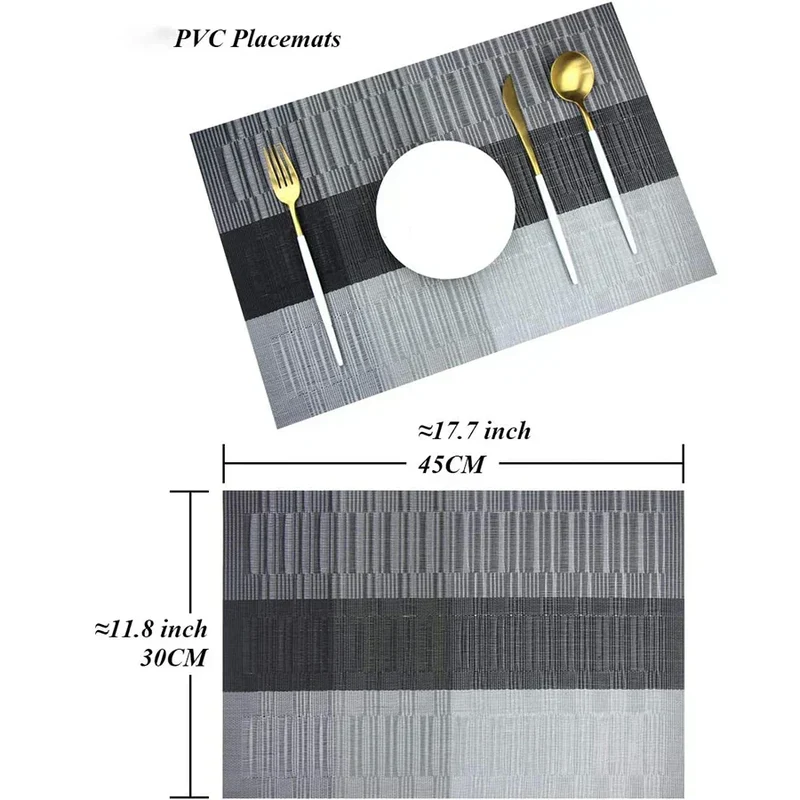 Premium Placemat Set van 4 Stuks | Geweven PVC Tafelmat met Hittebestendige en Waterafstotende Eigenschappen | Onderhoudsvriendelijk en Wasbaar | Sansoti