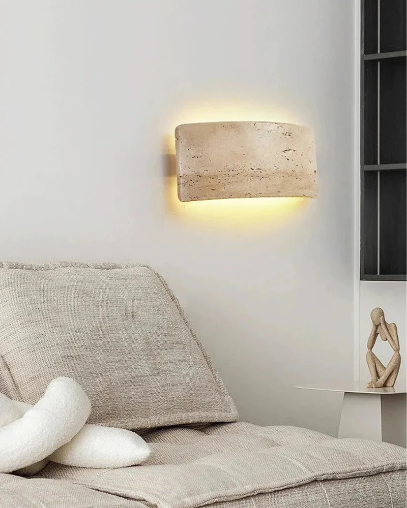 Travertin Wandlamp Modern Design met Warm LED-Licht voor Binnen en Buiten 12x25cm Waterdicht | Sansoti