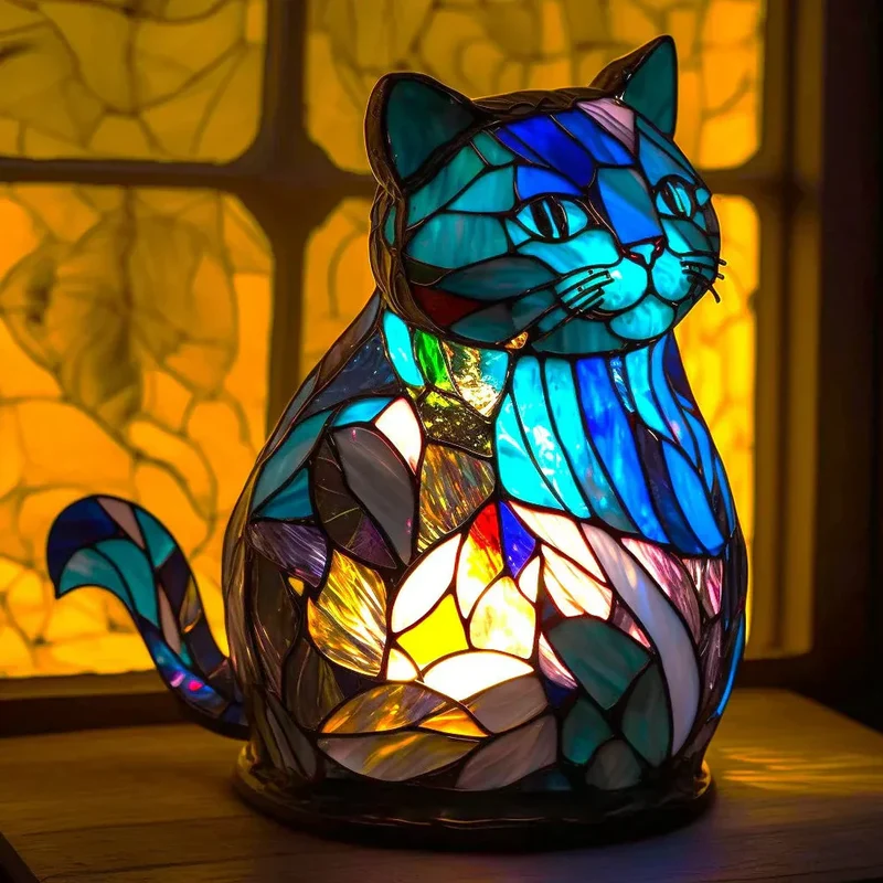 Decoratieve Tafellamp met Dierenprint Gebrandschilderd Glas Effect 15cm Warm Sfeerlicht voor Woonkamer Slaapkamer Nachtkastje | Sansoti
