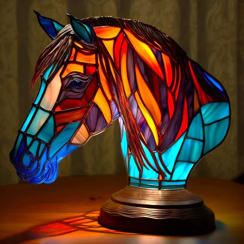 Decoratieve Tafellamp met Dierenprint Gebrandschilderd Glas Effect 15cm Warm Sfeerlicht voor Woonkamer Slaapkamer Nachtkastje | Sansoti
