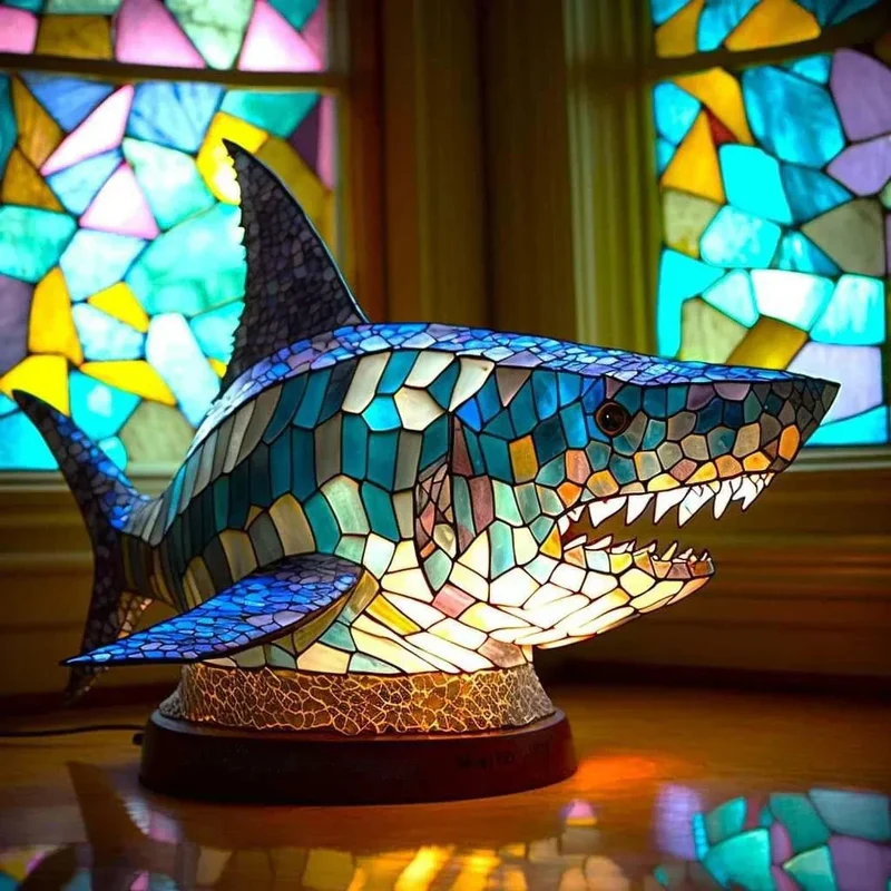 Decoratieve Tafellamp met Dierenprint Gebrandschilderd Glas Effect 15cm Warm Sfeerlicht voor Woonkamer Slaapkamer Nachtkastje | Sansoti