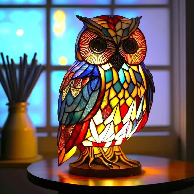 Decoratieve Tafellamp met Dierenprint Gebrandschilderd Glas Effect 15cm Warm Sfeerlicht voor Woonkamer Slaapkamer Nachtkastje | Sansoti