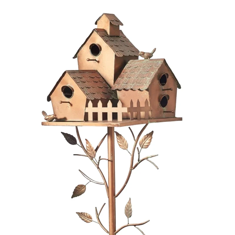 Metalen Vogelhuisje op Tuinsteker met Artistiek Design voor Tuin Terras Balkon | Sansoti