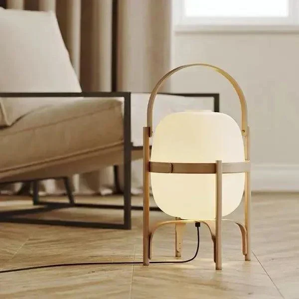 Tafellamp Hout Opaal Glas Naturel 3 Maten Woonkamer Slaapkamer Sfeerverlichting Staande Lamp Japandi Scandinavisch | Sansoti