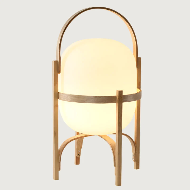 Tafellamp Hout Opaal Glas Naturel 3 Maten Woonkamer Slaapkamer Sfeerverlichting Staande Lamp Japandi Scandinavisch | Sansoti