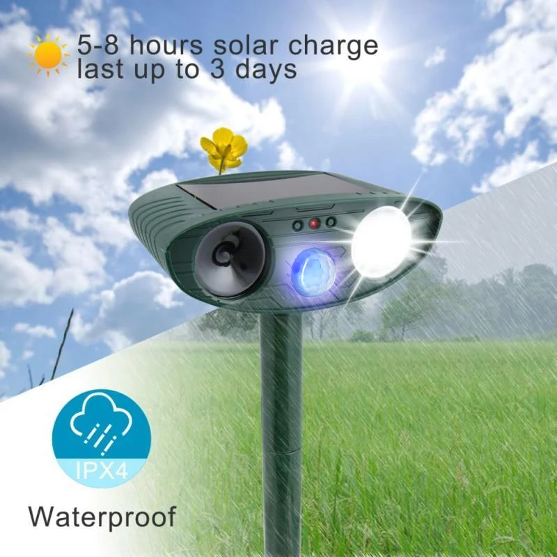 Ultrasonische Dierenverjager Tuin Solar PIR Sensor 110° 18-40 kHz Herten Vossen Katten Honden Vogelverschrikker Bewegingssensor Waterdicht Buiten | Sansoti