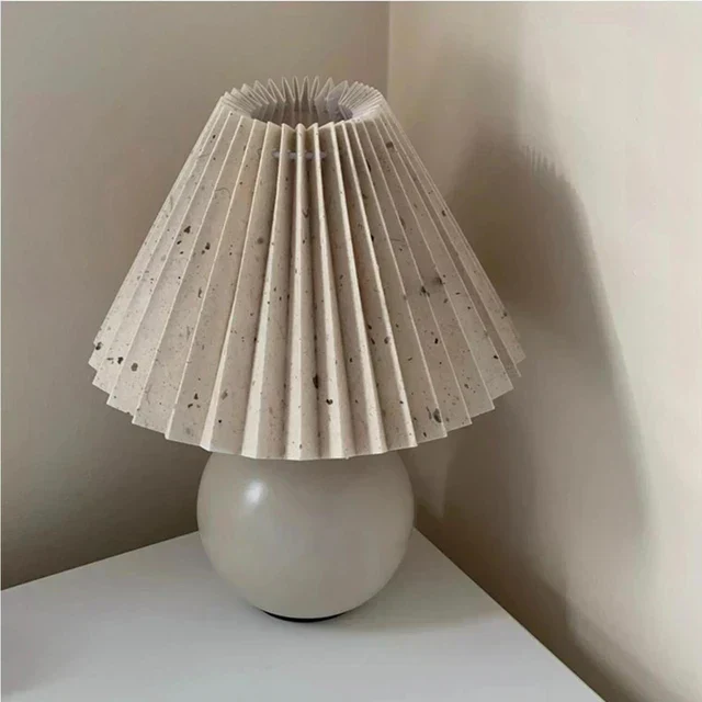 Tafellamp Vintage Met Plooikap E27 Retro Antiek 27cm Nachtkast Lamp | Sansoti