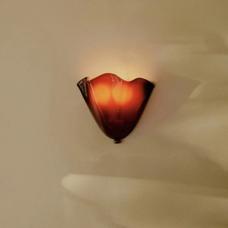Wandlamp Glas In Lood Retro Art Deco Schelp 28cm E14 | Sansoti