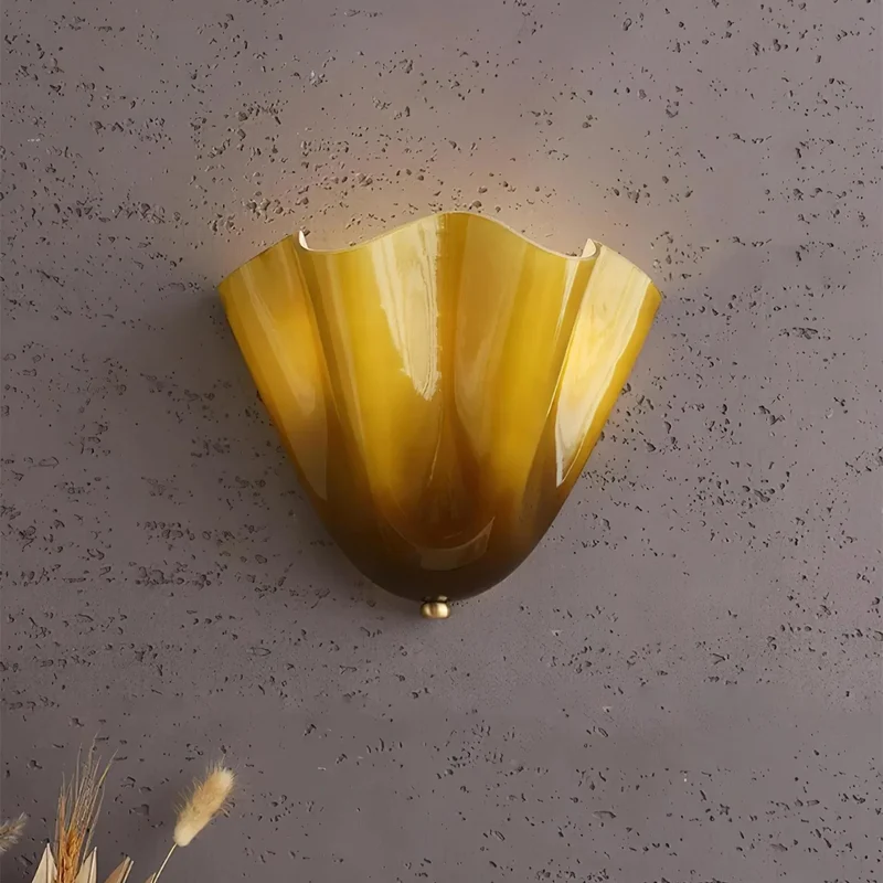 Wandlamp Glas In Lood Retro Art Deco Schelp 28cm E14 | Sansoti