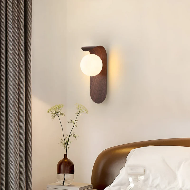 Wandlamp Hout Scandinavisch Globe LED 1 Licht 25cm Modern Design