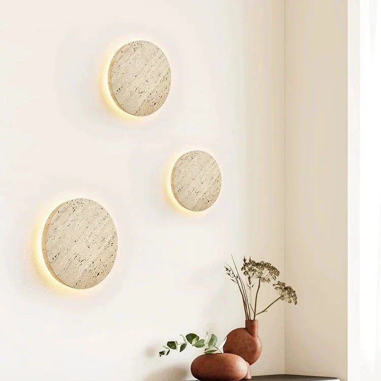 Wandlamp Travertin Rond LED Modern Natuursteen Ø23 Ø30 | Sansoti