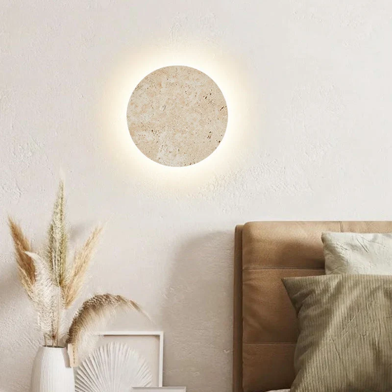 Wandlamp Travertin Rond LED Modern Natuursteen Ø23 Ø30 | Sansoti