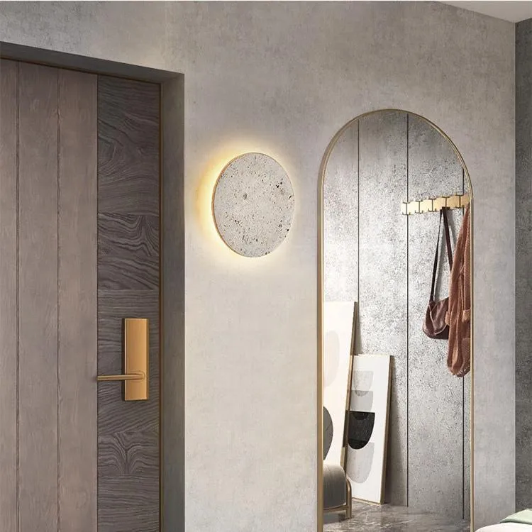 Wandlamp Travertin Rond LED Modern Natuursteen Ø23 Ø30 | Sansoti