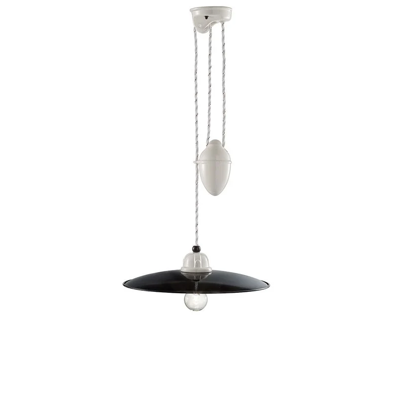 Ferroluce B&W Rise and Fall Hängeleuchte mit Seilzug Ø 35cm