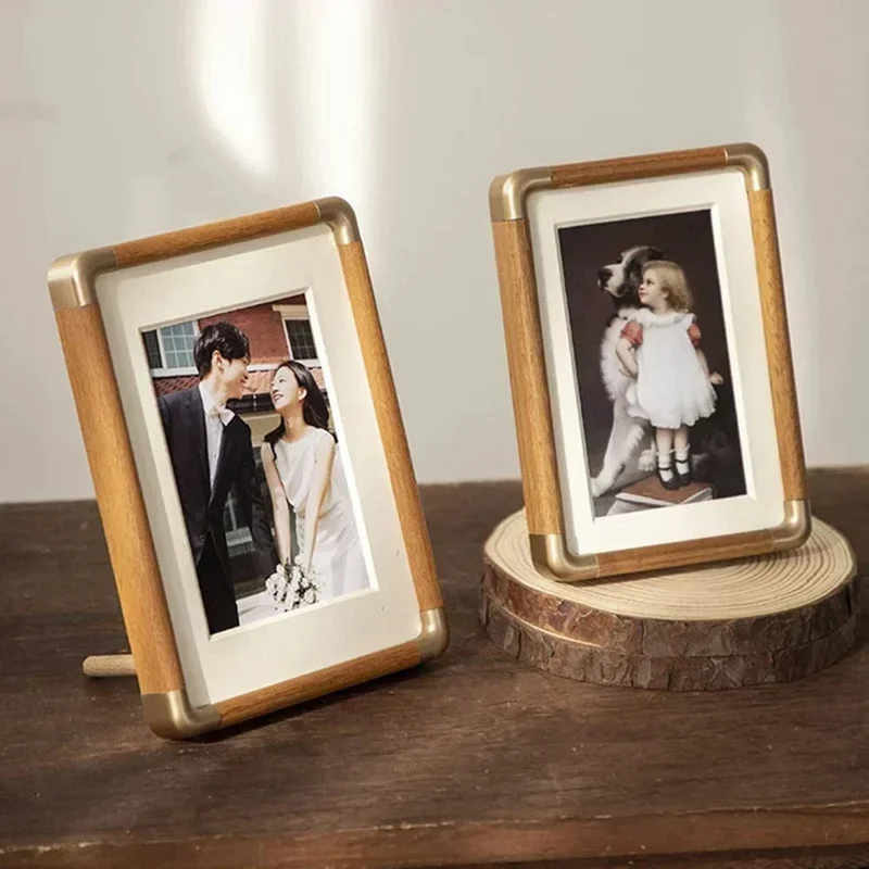 Fotolijst Hout Messing Vintage Tafelmodel Staand Liggend Meerdere Maten | Sansoti