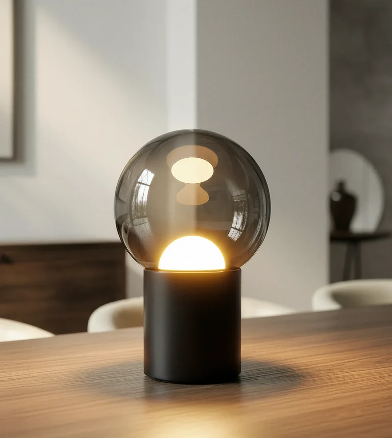 Draadloze Tafellamp LED Oplaadbaar Touch Dimbaar Glasdesign Schwarz Chrom 20cm | Sansoti