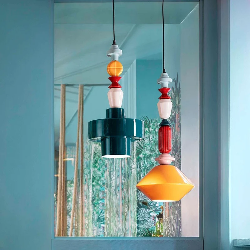 Ferroluce Keramik-Hängeleuchte Lariat 74cm