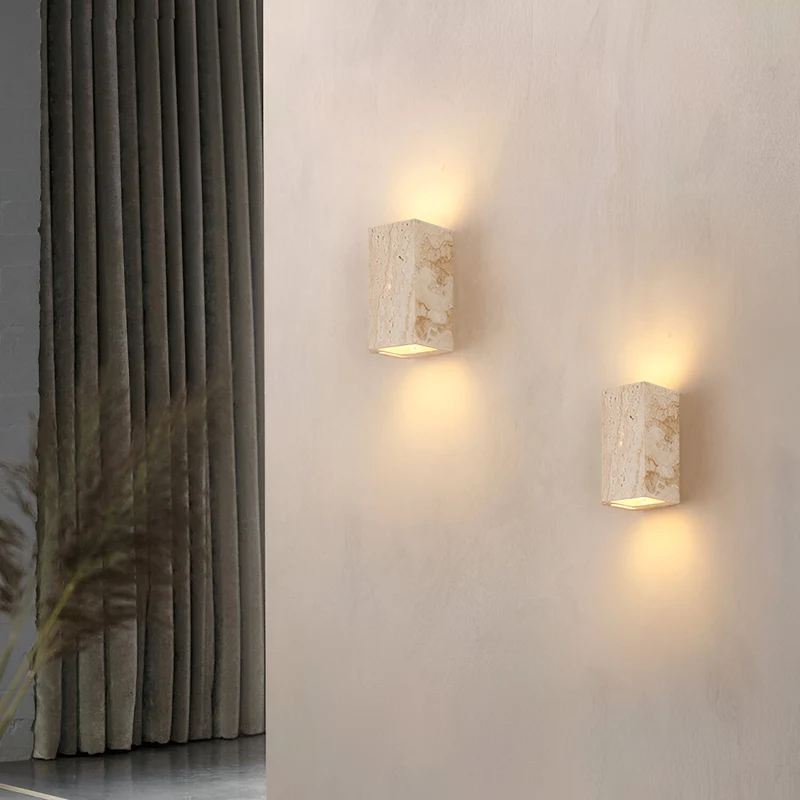 Buitenlamp Travertin Steen Up Down LED IP65 3000K Gevel | Sansoti