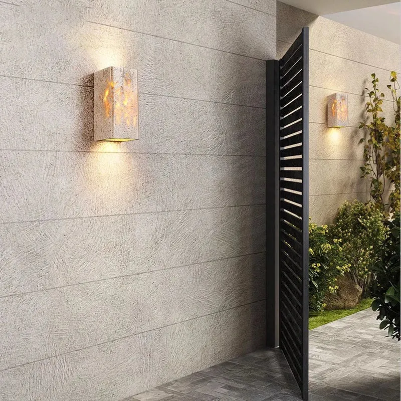 Buitenlamp Travertin Steen Up Down LED IP65 3000K Gevel | Sansoti