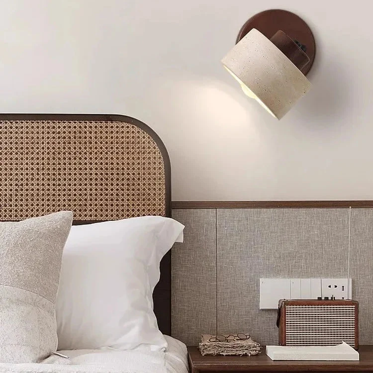 Wandlamp Travertin Steen LED E27 3000K Japandi Compact Rond | Sansoti