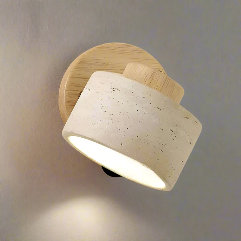 Wandlamp Travertin Steen LED E27 3000K Japandi Compact Rond | Sansoti