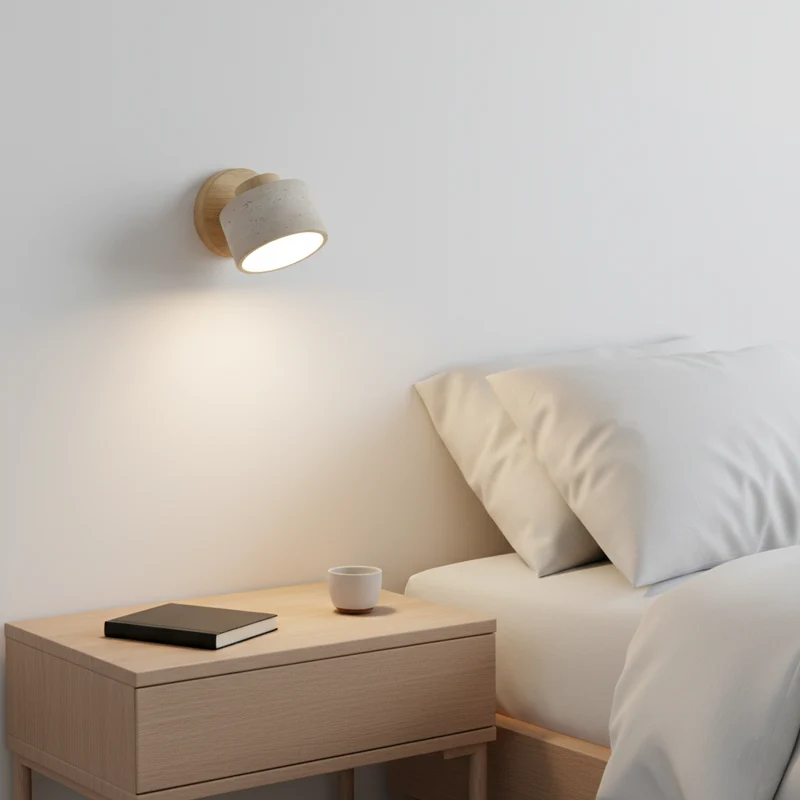 Wandlamp Travertin Steen LED E27 3000K Japandi Compact Rond | Sansoti