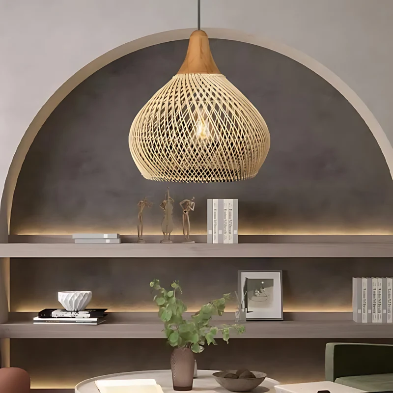 Rotan Hanglamp Boho Natuur Ø40 Ø50 Ø60 Zwart Of Naturel LED | Sansoti