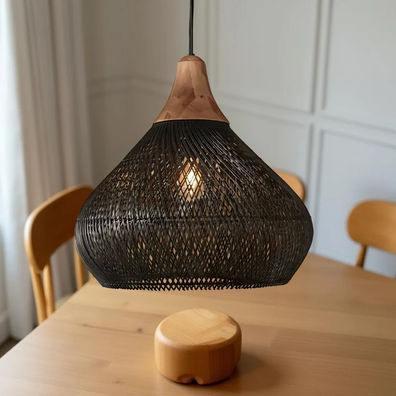 Rotan Hanglamp Boho Natuur Ø40 Ø50 Ø60 Zwart Of Naturel LED | Sansoti