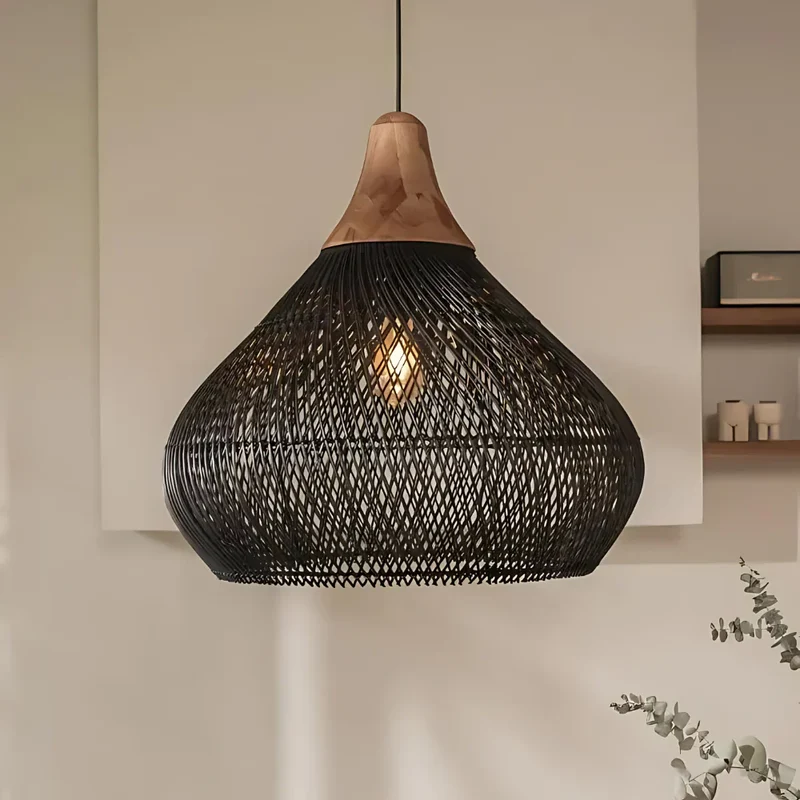 Rotan Hanglamp Boho Natuur Ø40 Ø50 Ø60 Zwart Of Naturel LED | Sansoti