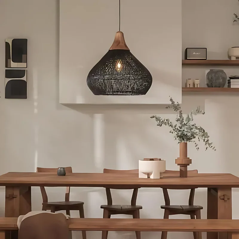 Rotan Hanglamp Boho Natuur Ø40 Ø50 Ø60 Zwart Of Naturel LED | Sansoti