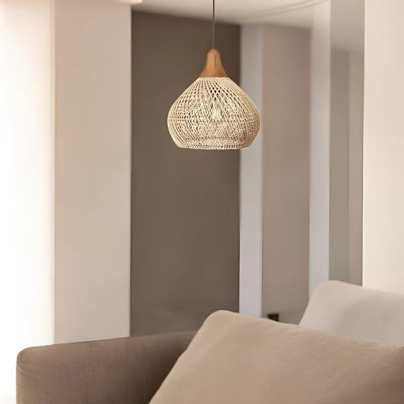 Rotan Hanglamp Boho Natuur Ø40 Ø50 Ø60 Zwart Of Naturel LED | Sansoti